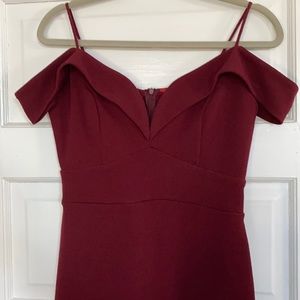 Maroon Bodycon Off the shoulder Dress